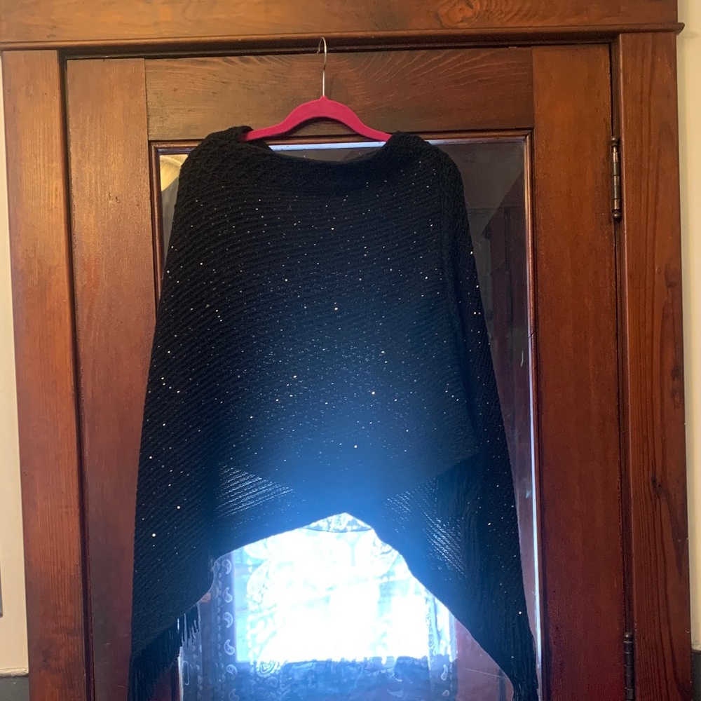 Elegant Black Sweater Poncho